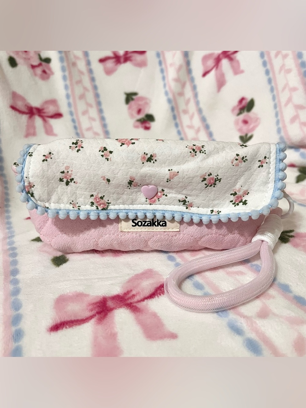 Floral print fabric pencil case, makeup holder bag